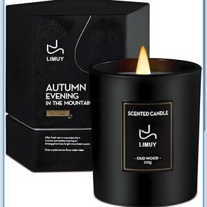 Black Scented Candle - Oud Wood Masculine Candle Man Scent Candle